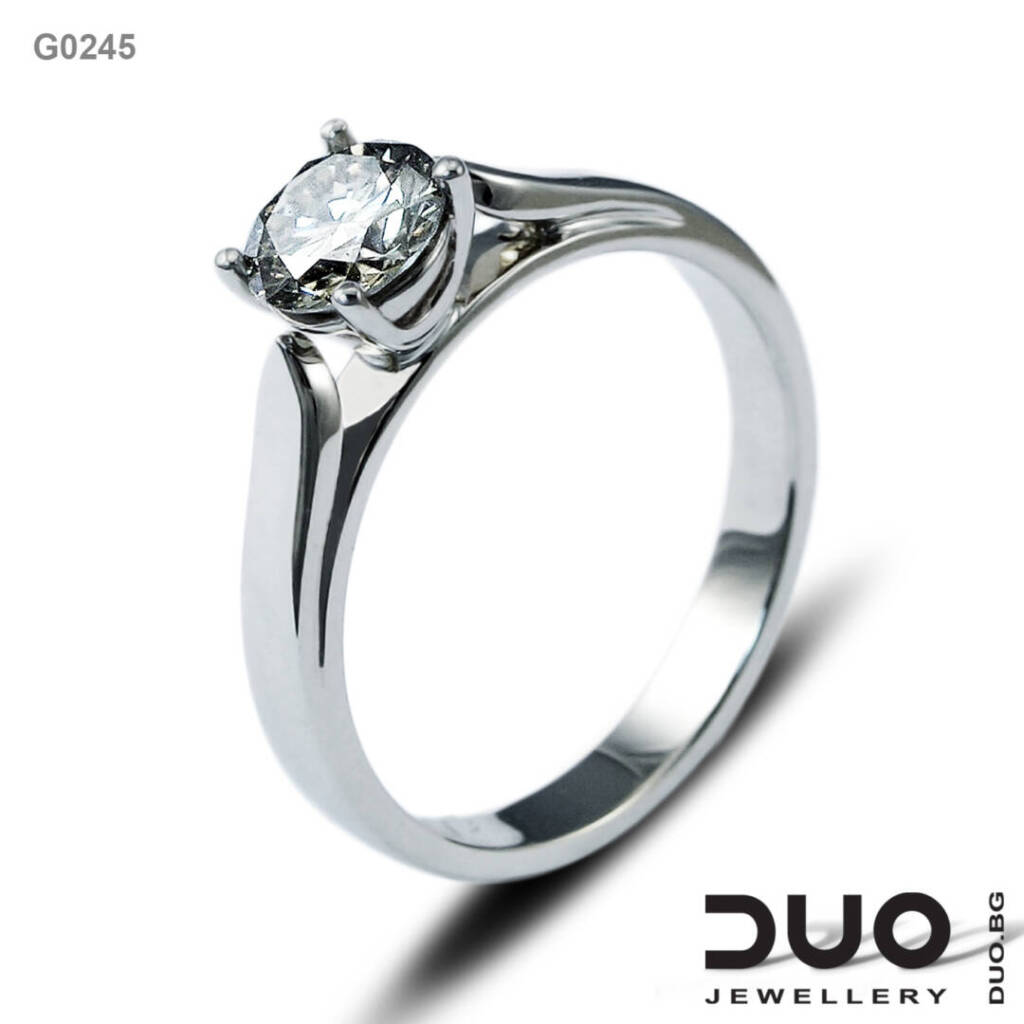 Годежен пръстен G0245- Годежен пръстен от бяло злато и диамант