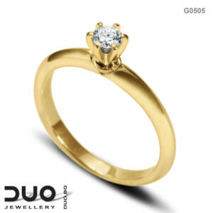 Годежен пръстен G0505- Годежен пръстен от жълто злато с диамант