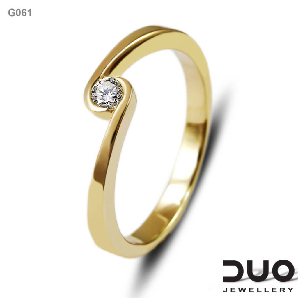 Годежен пръстен G061- Годежен пръстен от жълто злато и диамант
