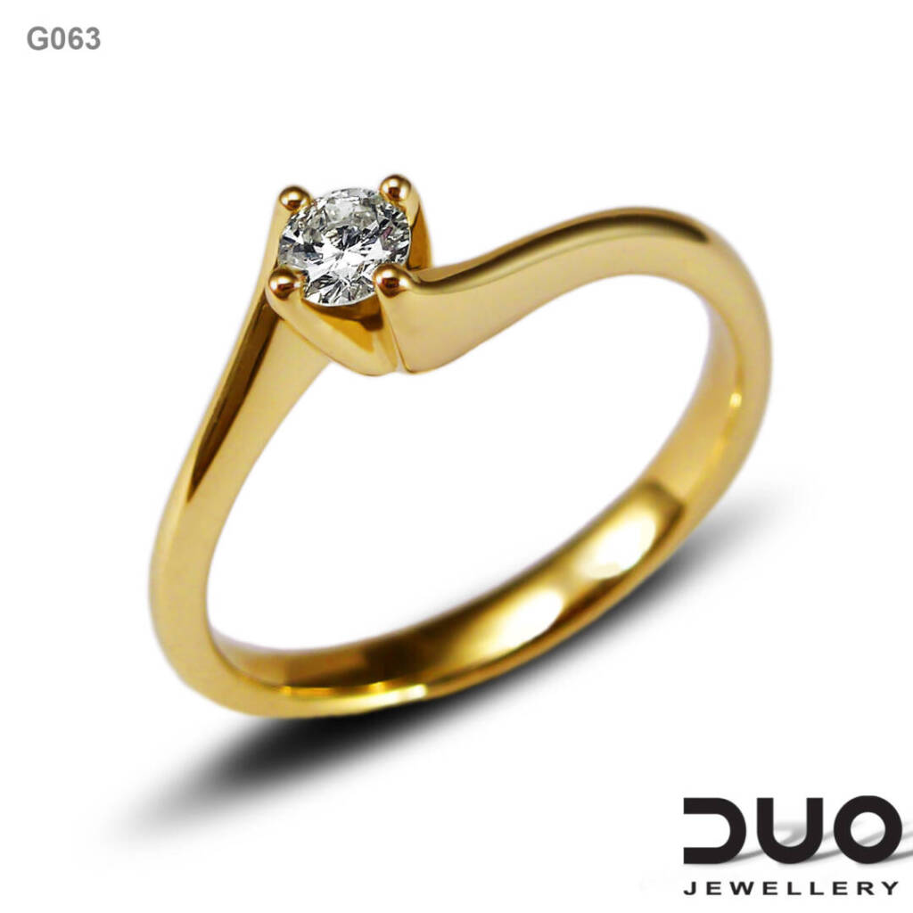 Годежен пръстен G063- Годежен пръстен от жълто злато с диамант
