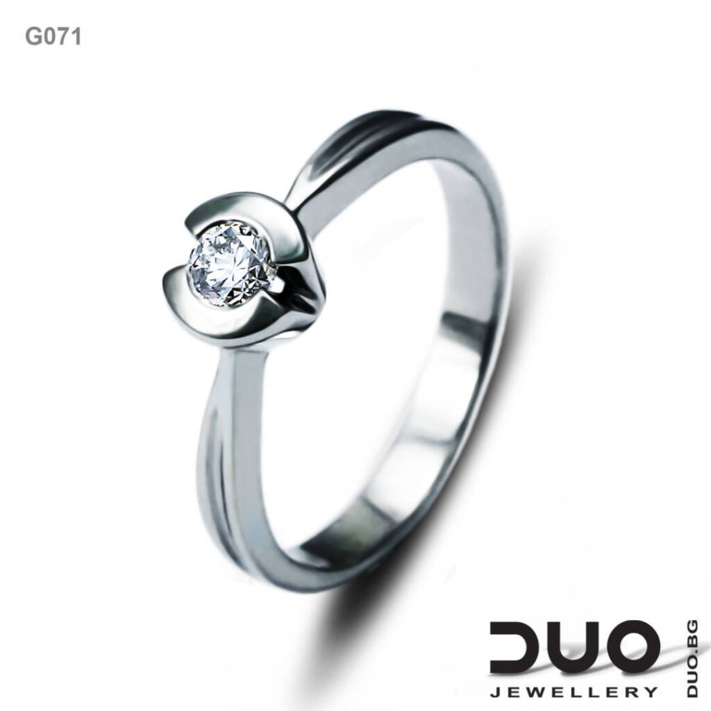 Годежен пръстен G071- Годежен пръстен от бяло злато и диамант