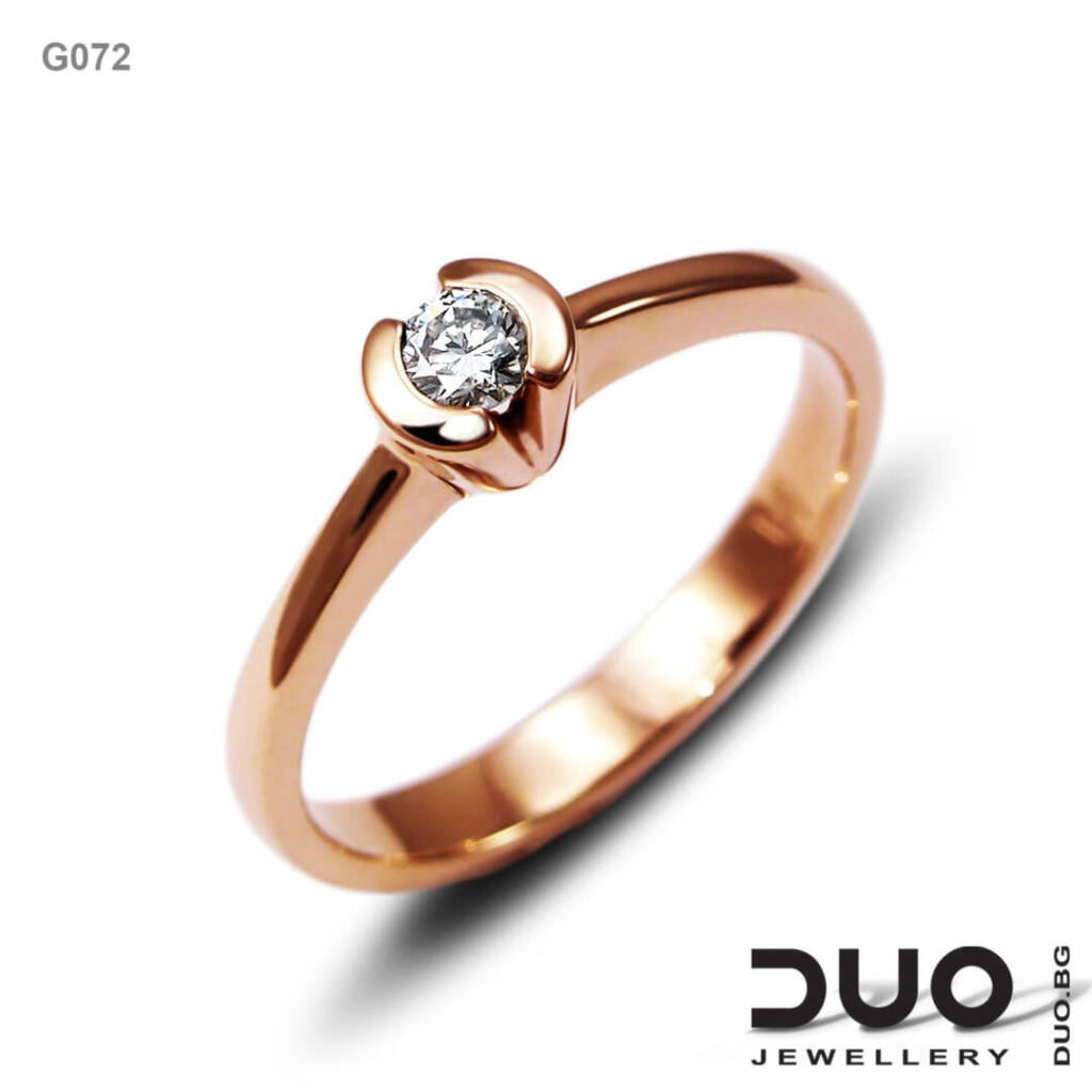 Годежен пръстен G072- Годежен пръстен от розово злато с диамант