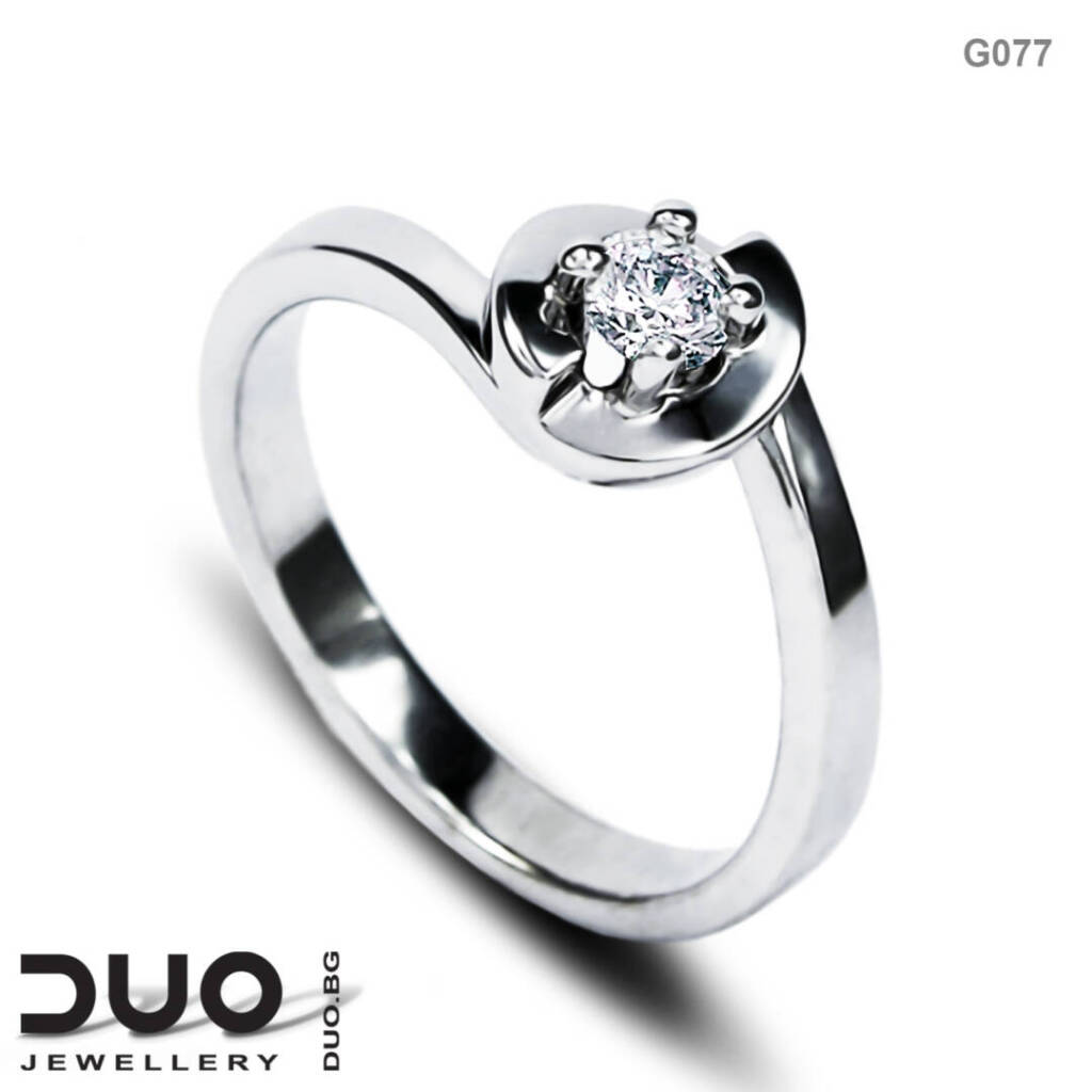 Годежен пръстен G077- Годежен пръстен от бяло злато с диамант