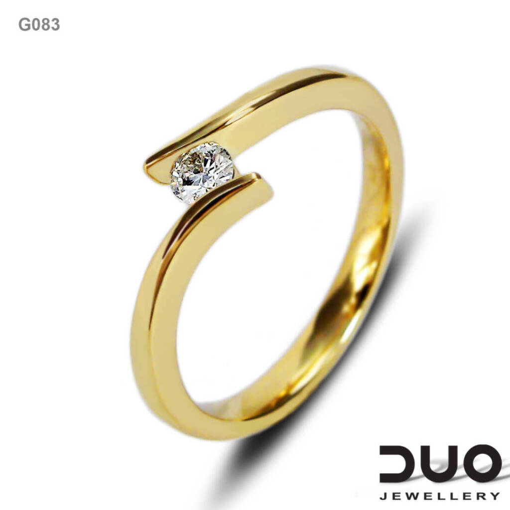 Годежен пръстен G083- Годежен пръстен от жълто злато с диамант