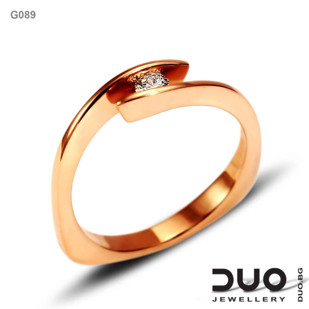 Годежен пръстен G089- Годежен пръстен от розово злато с диамант