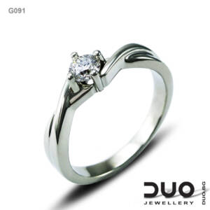 Годежен пръстен G091- Годежен пръстен от бяло злато с диамант