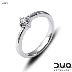 Годежен пръстен G096- Годежен пръстен от бяло злато с диамант