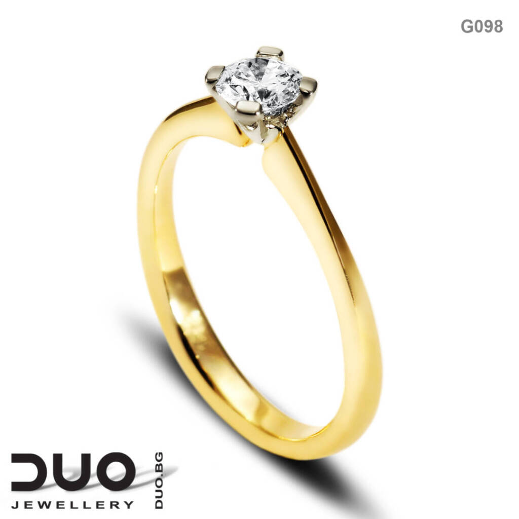Годежен пръстен G098- Годежен пръстен от жълто злато с диамант