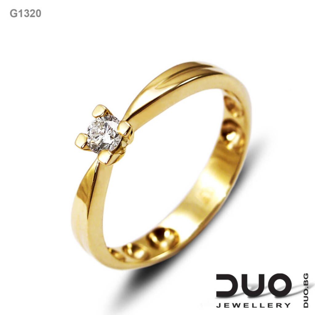 Годежен пръстен G1720- Годежен пръстен от жълто злато и диамант