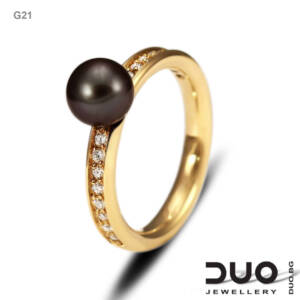 Годежен пръстен G21- Годежен пръстен от жълто злато с диаманти