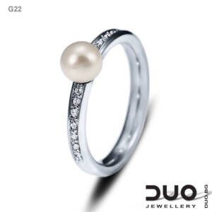 Годежен пръстен G22- Годежен пръстен от бяло злато с диаманти