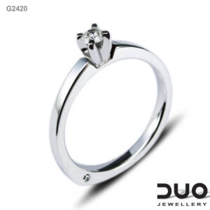 Годежен пръстен G2420- Годежен пръстен от бяло злато с диаманти