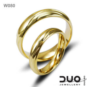 Брачни халки W080 - Венчални халки от жълто злато