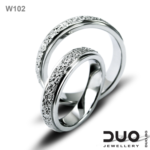 Венчални халки W102 - Брачни халки от бяло злато