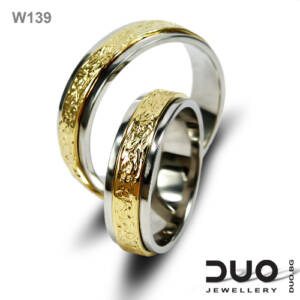 Брачни халки W139 - Венчални халки от бяло и жълто злато