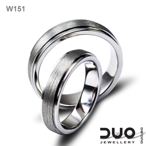 Венчални халки W151 - Брачни халки от бяло злато
