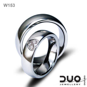 Брачни халки W153 - Венчални халки от бяло злато с ювелирни циркони