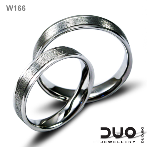 Венчални халки W166 - Брачни халки от бяло злато