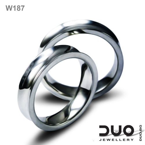 Брачни халки W187 - Венчални халки от бяло злато