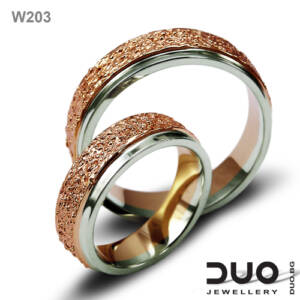 Брачни халки W203 - Венчални халки от бяло и розово злато
