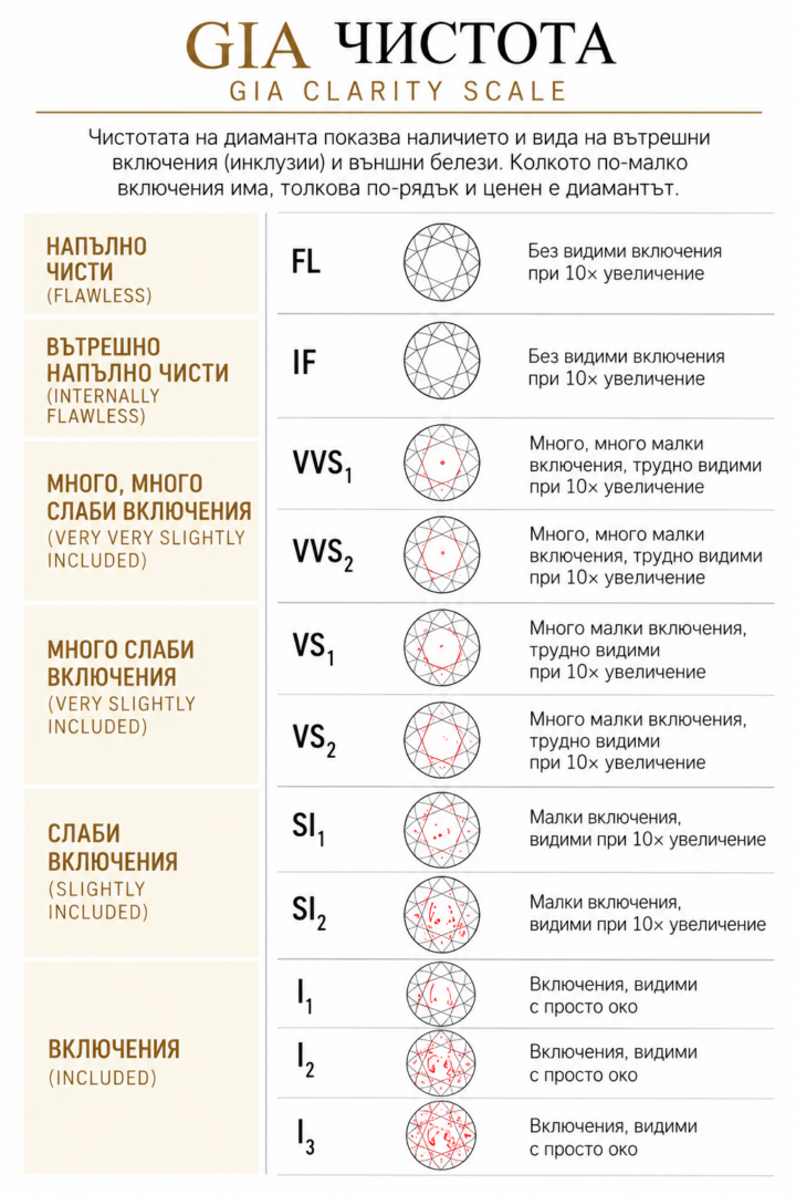 GIA – чистота на диамантите